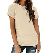 AUTOMET Womens Short Sleeve Round Neck Shirts Summer Fashion Basic Tee