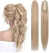 TESSHAIR Claw Clip In Ponytail Extension, 100% Human Hair Ponytail Extension, No Tangle & Smooth,...