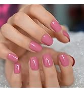 iBeautying Press on Nails - Gorgeous Pink False Nails | Solid Color Finish Short Reusable Fake Na...