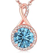 LAVUMO Birthstone Necklaces for Women 925 Sterling Silver Infinity Pendant Necklace Gold Ladies F...
