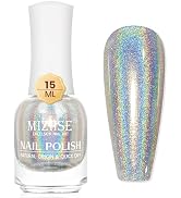MIZHSE Holographic Nail Polish, Silver Glitter Nail Polish Air Dry Fast, 15ml/0.5 fl oz High Glos...
