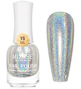 MIZHSE Holographic Nail Polish, Silver Glitter Nail Polish Air Dry Fast, 15ml/0.5 fl oz High Glos...