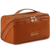 Makeup Bag Large Cosmetic Travel Bags for Women Essentials Wide Open Flat Toiletry Bag Make up Or...