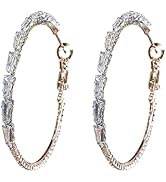 Hoop Earrings for Women 24mm Small Personalized Rhinestone Hoops Statement Accessories Jewelry Gi...