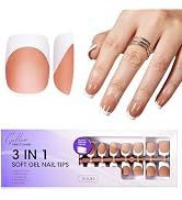 Gellen French Soft Gel Nail Tips - 150 pcs White French Tip Short Press on Nails Brown Square Sha...