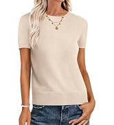 ANRABESS Womens Short Sleeve Sweaters Wool Blend Crew Neck Sweater Shirts Business Casual Work To...