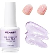 GELLEN Fiber Glass Rubber Base Gel Polish, 0.51 Fl.oz Clear Nail Strengthener for Repair Broken D...