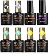 ROSALIND 8 PCS Nail Prep Dehydrator and Primer with Base Coat Top Coat, Glossy Glitter Matte Top ...