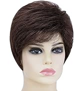 Short Brown Wig,Old Lady Wigs White Women senior Hair wigs Curly Synthetic SYXLCYGG Older Womens ...