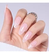 Beetles Press On Nails 30 Pcs in 15 Sizes Medium Almond Nude Pink Neutral Gradient Color French T...