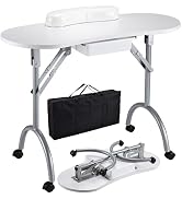 Joligrace Professional Foldable & Portable Manicure Table Nail Desk Technician Workstation 4 Lock...