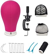 Bileaf 22 Inch Canvas Block Head Mannequin Wig Head With Stand Pink Styling Mannequin Block Head ...