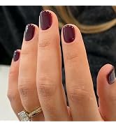 Extra Short Press on Nails Square Wine Red Fake Nails Petite Solid Color Acrylic Nails Fall Short...