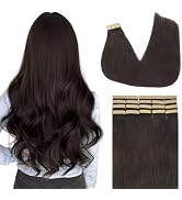 Lashey Tape in Hair Extensions Dark Brown Real Human Hair Natural Straight 50g/pack 20pcs Tape in...