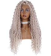 Wiginway Long Curly Platinum Sliver Blonde Wig Lace Front Wig With Natural Hairline Free Parting ...