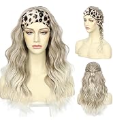 SAPPHIREWIGS Headband Wig for Women Body Wave Synthetic Headband Wig Highlight Brown with Tips Gl...