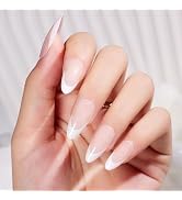 Beetles French Press On Nails-Medium Supremely Fit & Natural Soft Gel Press on Nails Almond White...