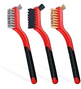 CasaCulina Wire Brush Set 3Pcs, Nylon/Brass/Stainless Steel Bristles with Curved Handle Grip, Sma...