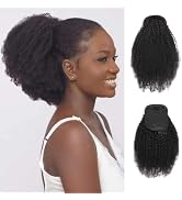 Afro Puff Drawstring Ponytail Human Hair 4C Afro Kinky Curly Ponytail Drawstring Ponytail for Bla...