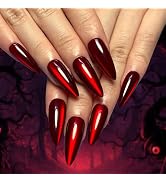 LymwLphbb 30pcs Cherry red for Halloween day Chrismas Long fake nails