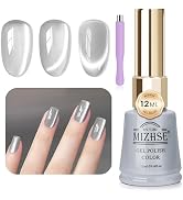 MIZHSE Cat Eye Gel Nail Polish 12mL Silver Moonlight Cat Eye Nail Polish Glitter Velvet Smooth Ca...
