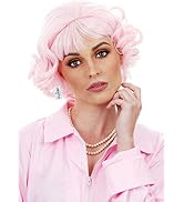 ALLAURA - Pink Frenchie Wig 50's Character Wigs for Pink Ladies Pink Wig - Short Curly Wig Pink W...