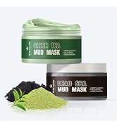 PureNaturis Travel-Size Mask Duo: Organic Dead Sea Clay & Green Tea Mud Masks - Brightens, Anti-A...