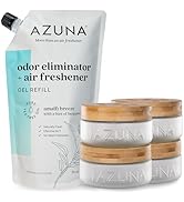 Azuna Air Freshener & Odor Eliminator Gel 4 Room Kit, Includes (4) 8 oz. Empty Luxe Glass Jars & ...