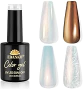 EBANKU Iridescent Gel Nail Polish Pearl Gel Polish Glitter Drawing Gel Polish Mermaid Shell Gold ...