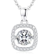 LAVUMO 1CT VVS1 Dancing Moissanite Necklace 925 Sterling Silver Brilliant Jewelry Gifts for Girlf...