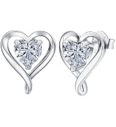 LAVUMO Heart Earrings Stud Earrings For Women Hypoallergenic Gold Silver Rose Gold Studs Set Cubi...