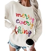 MARZXIN Women 2024 Holiday Graphic Sweater Casual Pullover Tops Merry Christmas Santa Tree Sweaters