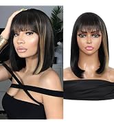Kalyss Bob Short Hair Wig for Black Women Heat Resistant Yaki Synthetic Hair Women's Wig With Hai...