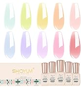 SHOYUM Jelly Pastel Gel Nail Polish Set 10Pcs Candy Colors Collection,Translucent Spring Summer n...