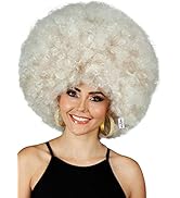 ALLAURA Deluxe Blonde Afro Wigs for Women 70s Costume Disco Wig Women | 1970s Disco Outfits for W...