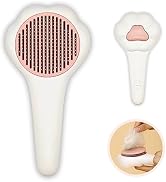 Cute Paw-Shaped Cat Brush with Release Button Deep Fur Removal and Easy Cleaning for All Cat Breeds