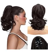 NAYOO Claw Clip Ponytail Extension Black Brown 12