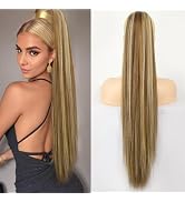 ORSUNCER Drawstring Ponytail Extension, Long Straight Pony Tails Hair Extensions Natural Soft Cli...