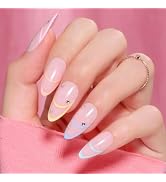 Beetles Press On Nails, French Tip Press on Nails Medium Pastel Double Nails Diamond Glitter Supr...