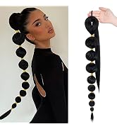 Benehair Bubble Ponytail Extension for Black Women 34Inch Long Braided Ponytail Extension Afro Pu...