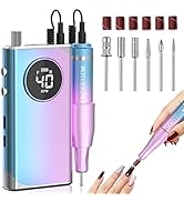 YOKE FELLOW 40000 RPM Nail Drill, Rechargeable 40000rpm Electric Nail Drill with 6 Nail Drill Bit...