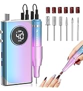 YOKE FELLOW 40000 RPM Nail Drill, Rechargeable 40000rpm Electric Nail Drill with 6 Nail Drill Bit...