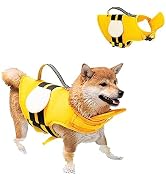 Dog Life Jacket with Cute Bee Design, Extra Chin Support, Reflective Accents and Strong Rescue Ha...