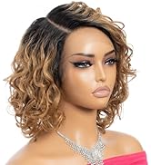 Rebecca Fashion Water Wave Bob Lace Front Wigs Human Hair 13x5.5x0.5 Large C Part Side Lace Front...