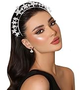 SAWINDA Stars Halo Crown Tiaras Silver Headpiece Pearl Rhinestone Fairy Crowns Bridal Wedding Par...