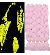 Pink Braiding Hair Extension Glowing Kanekalon Braiding Hair Jumbo Braids Hair Knoteless Shining ...
