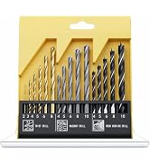 ENERTWIST Multi-Purpose Drill Bit Set,16 Pcs 5/64in to 3/8in. Titanium, Masonry, and Brad Point B...