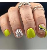 MUZOXEN Square Press on Nails Short Summer Fake Nails Light Green False Nails Acrylic Full Cover ...