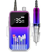 Ecagewill Portable 35000RPM Nail Drill Machine Gradient Color Electric Nail File with Bits Kit Re...