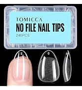 TOMICCA Short Almond Nail Tips, 240Pcs Half Matte Soft Gel Nail Tips, 12 Sizes Acrylic Pre-Shaped...